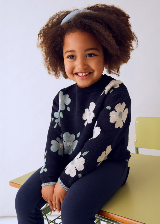 Floral Sweater - Navy