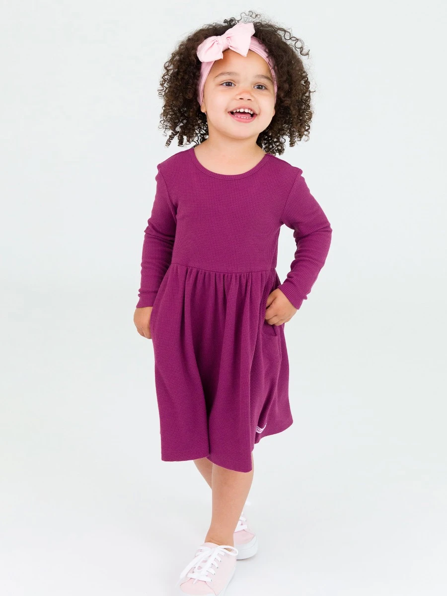 Waffle Knit LS Twirl Dress - 1AP0539