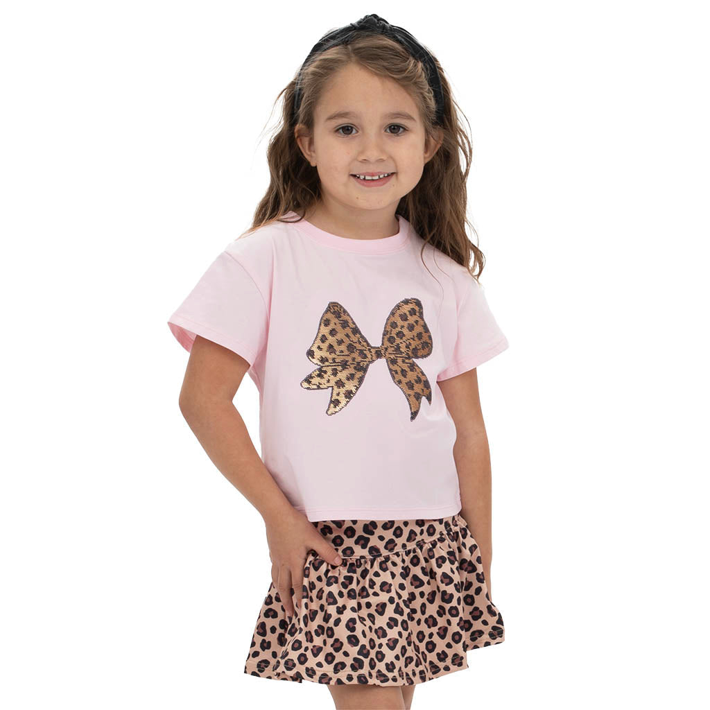 Leopard Bow Sequin Tee