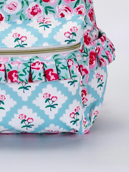 Pink Flower Ruffle Backpack