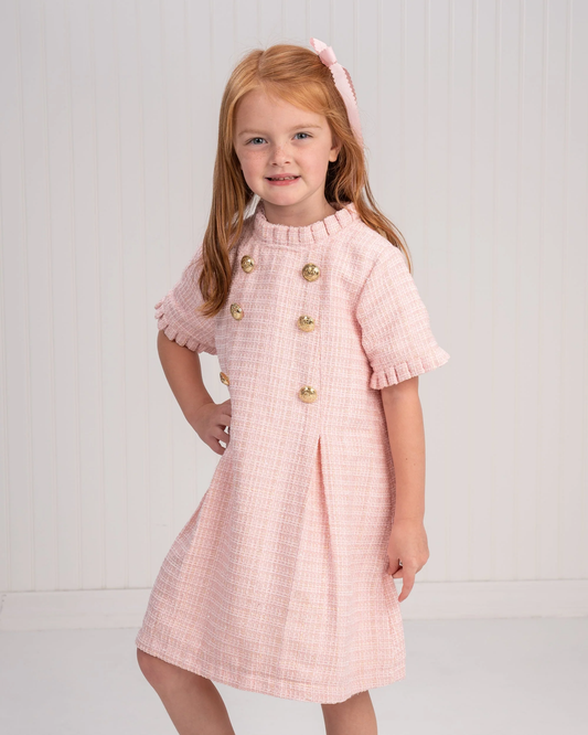 Emerson Dress - Pink Tweed