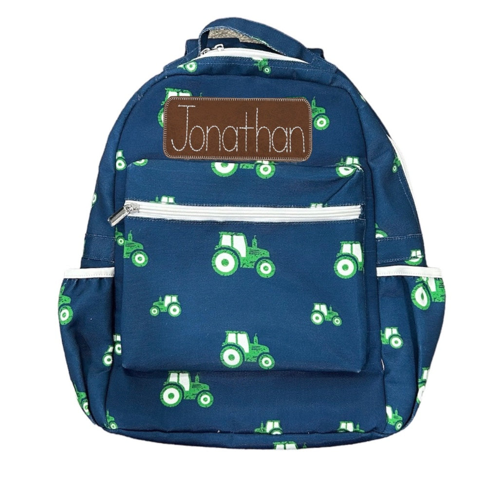 Tractors on Navy Backpack