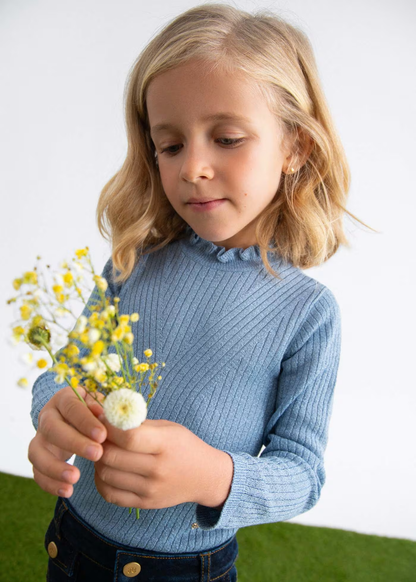 Ribbed Turtleneck - Sky Blue