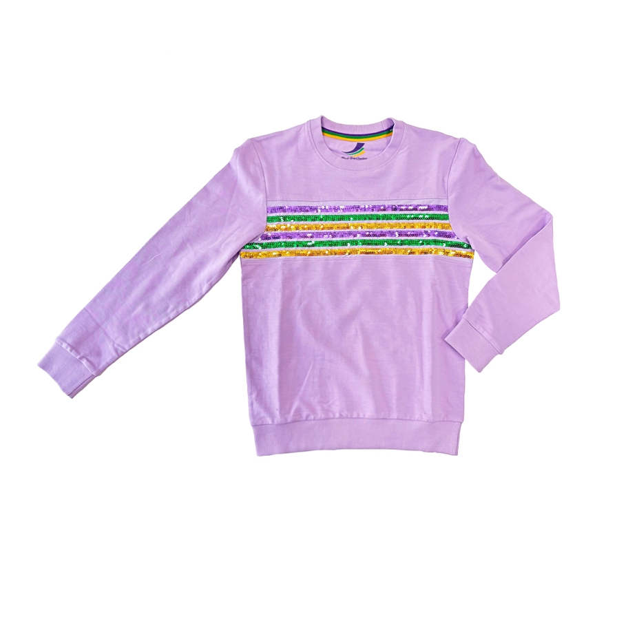 Sequin Stripe L/S French Terry Top