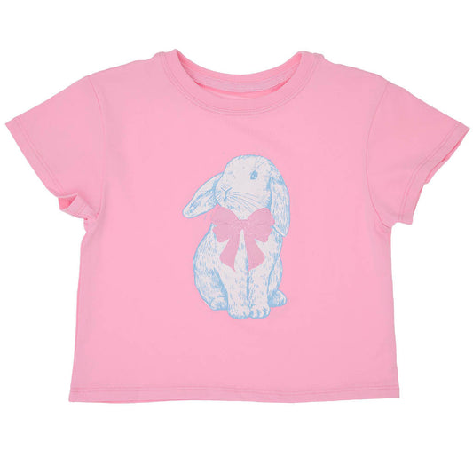 Pink Boxy Tee - Easter Bunny Bow