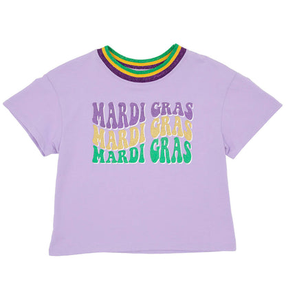 Mardi Gras Glitter Boxy Tee