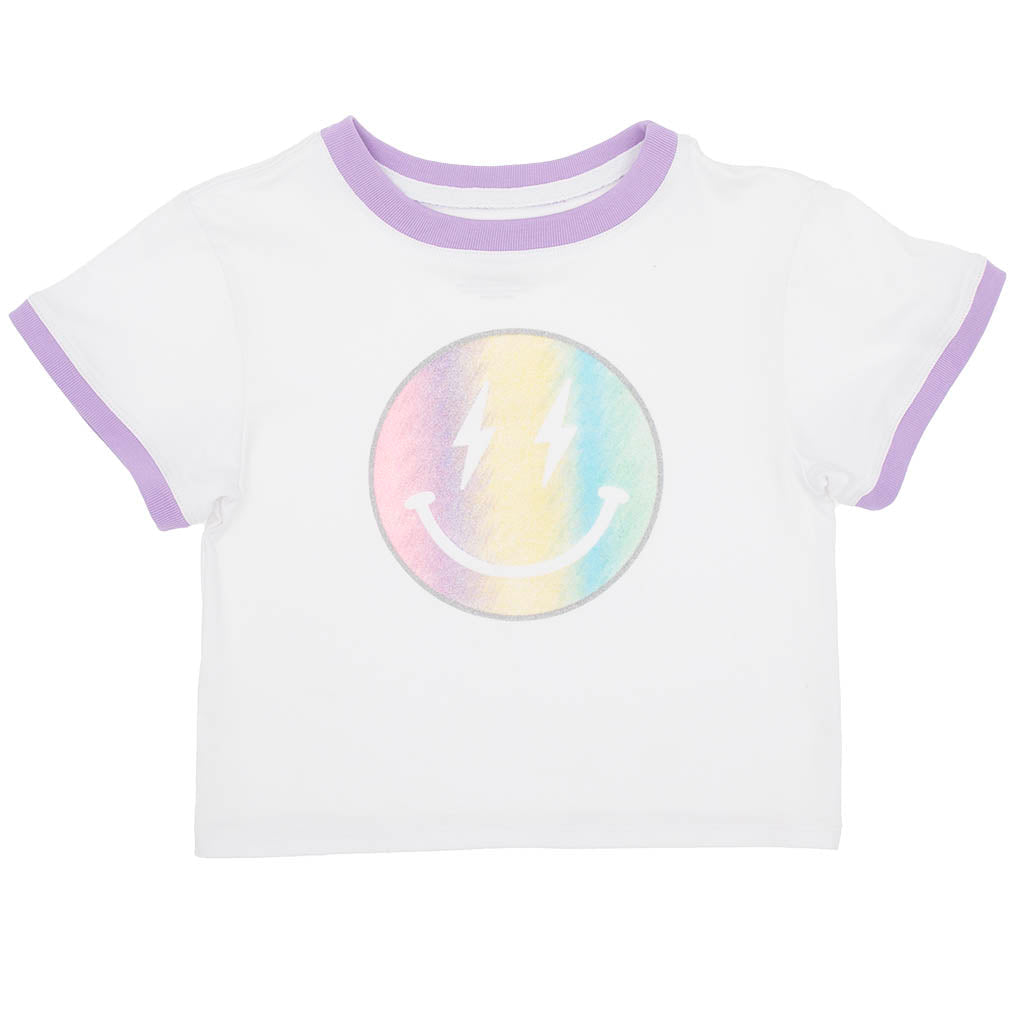 Glitter Pastel Rainbow Smiley Tee