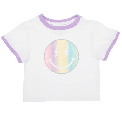 Glitter Pastel Rainbow Smiley Tee