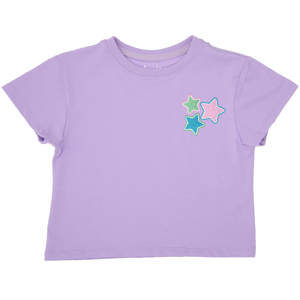Lavender Boxy Tee - Glitter Stars