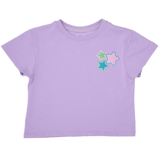 Lavender Boxy Tee - Glitter Stars