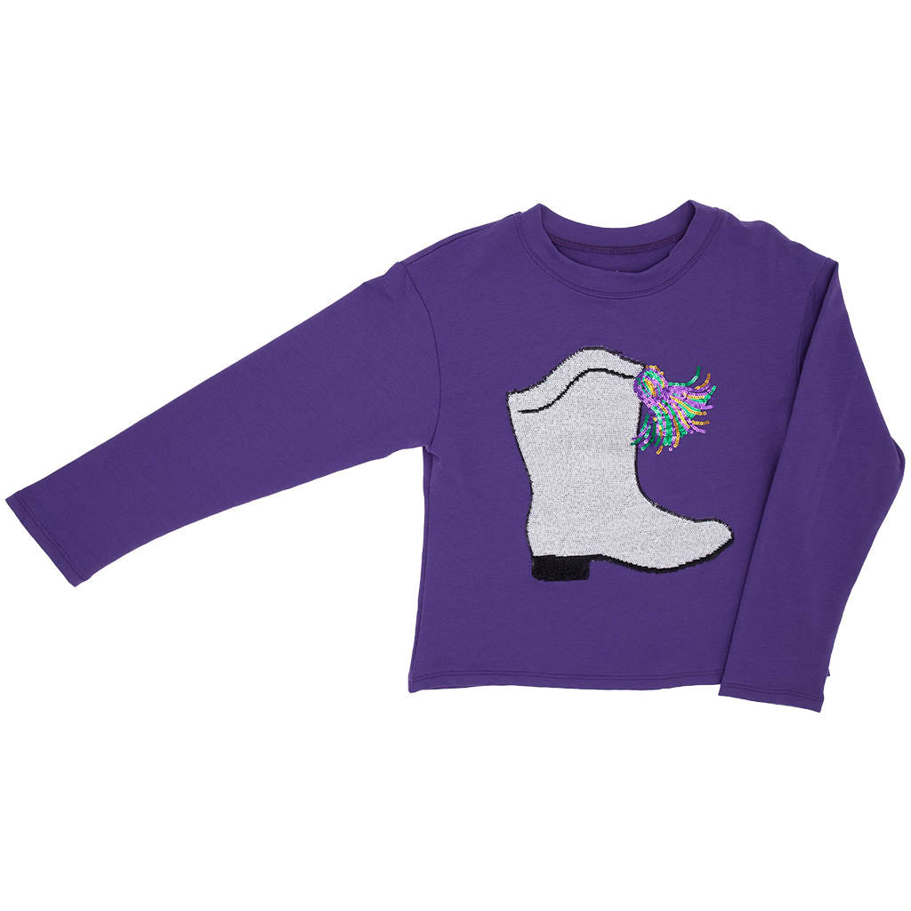 Mardi Gras Sequin Boot L/S Top