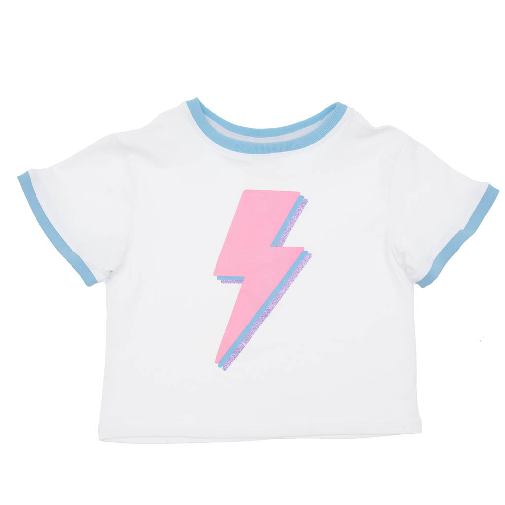 Pink Lightning Bolt Ringer Tee