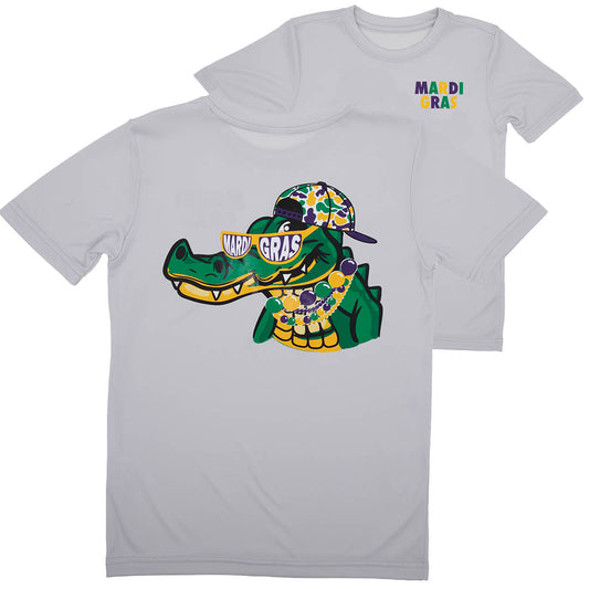 Mardi Gras Party Gator Drifit Tee