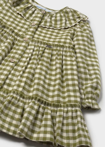 Gingham Collar Dress - Green