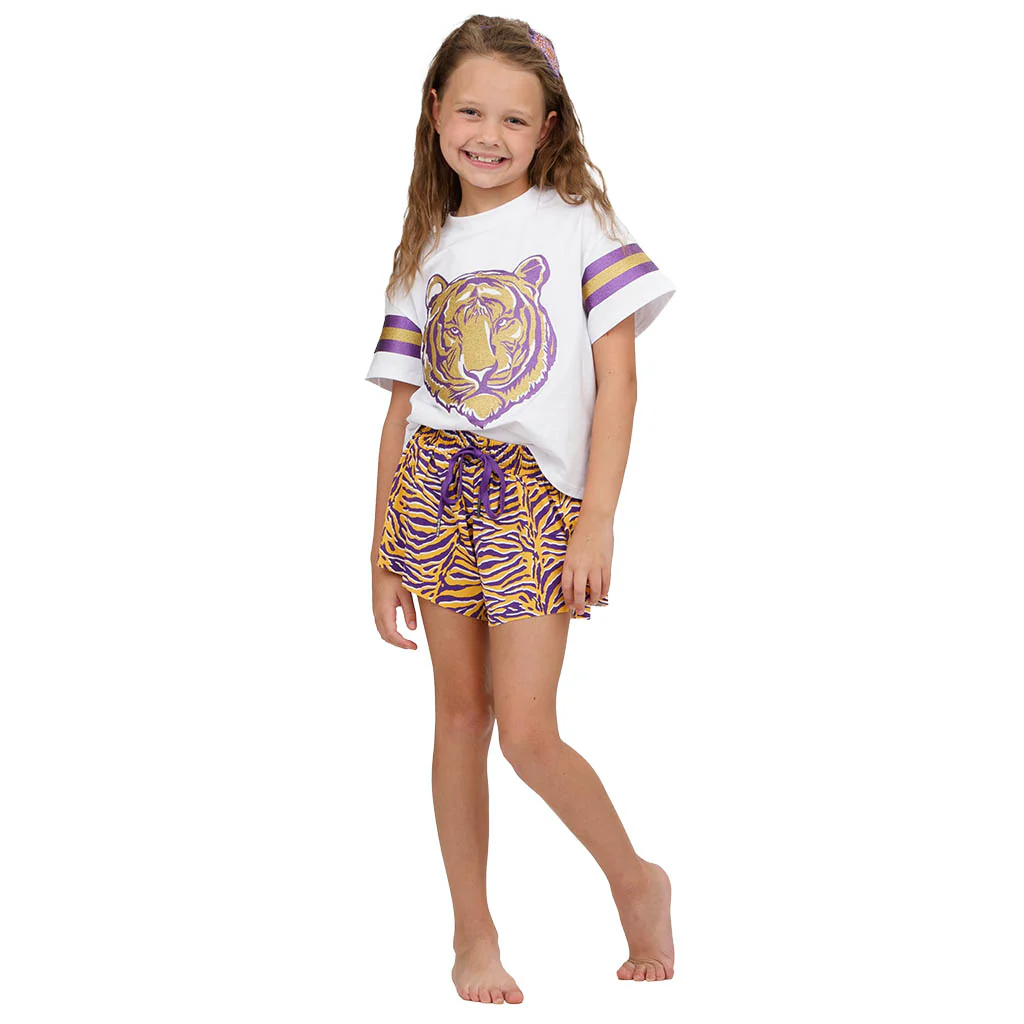 Glitter Purple & Gold Tiger Tee