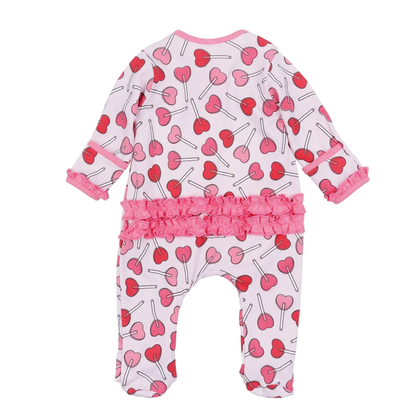 Sweetheart Pops Ruffle Zip Footie