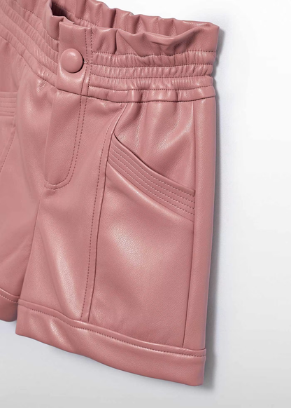 Faux Leather Shorts - Rose