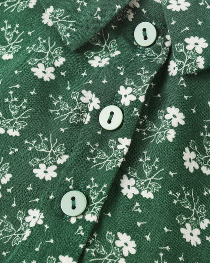 Cora Romper - Green Ditsy