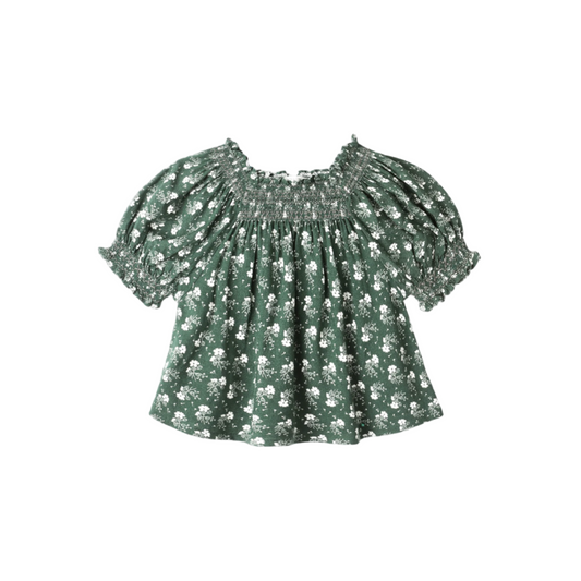 Ada Blouse - Green Ditsy