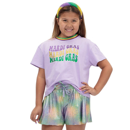 Mardi Gras Glitter Boxy Tee