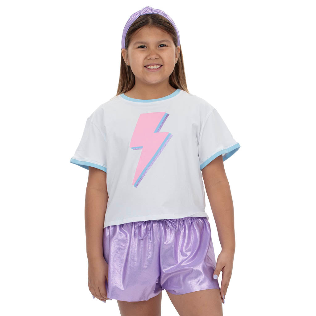 Pink Lightning Bolt Ringer Tee