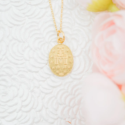 Miraculous Medal Necklace - 14K Gold