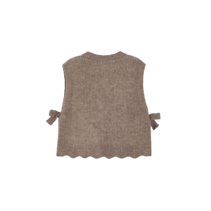 Knit Side Bows Vest - Taupe