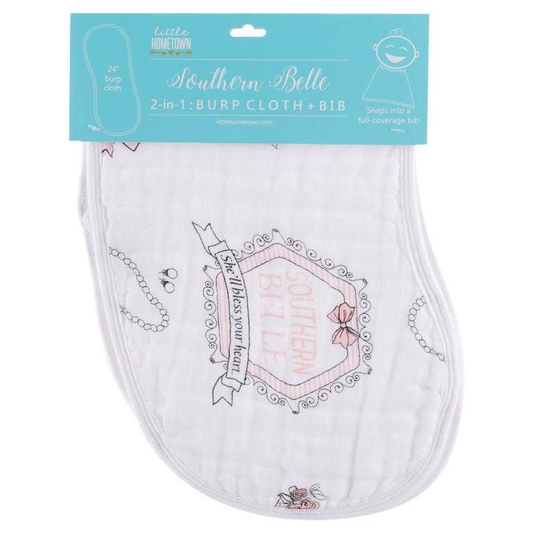 Burp Cloth & Bib: Southern Belle