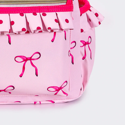 Bow Print Ruffle Backpack
