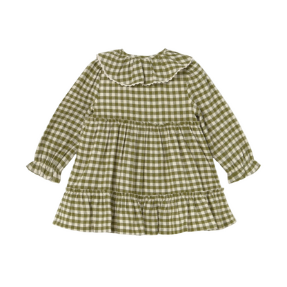 Gingham Collar Dress - Green