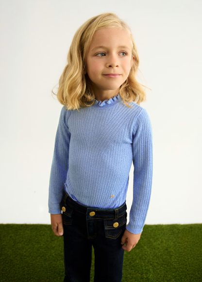 Ribbed Turtleneck - Sky Blue