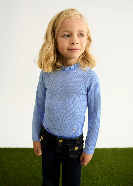 Ribbed Turtleneck - Sky Blue