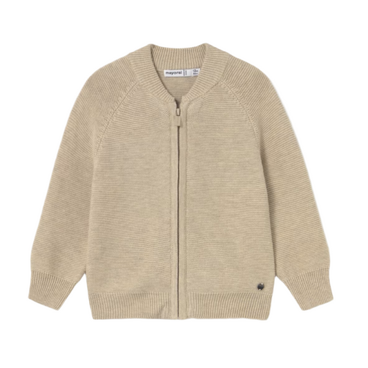 Knit Zip Cardigan - Beige