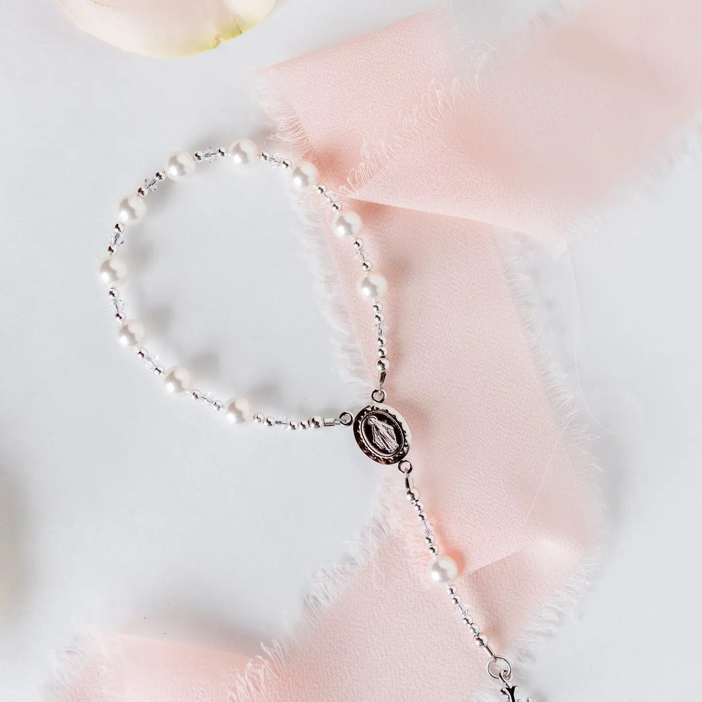 White Rosary - Sterling Silver