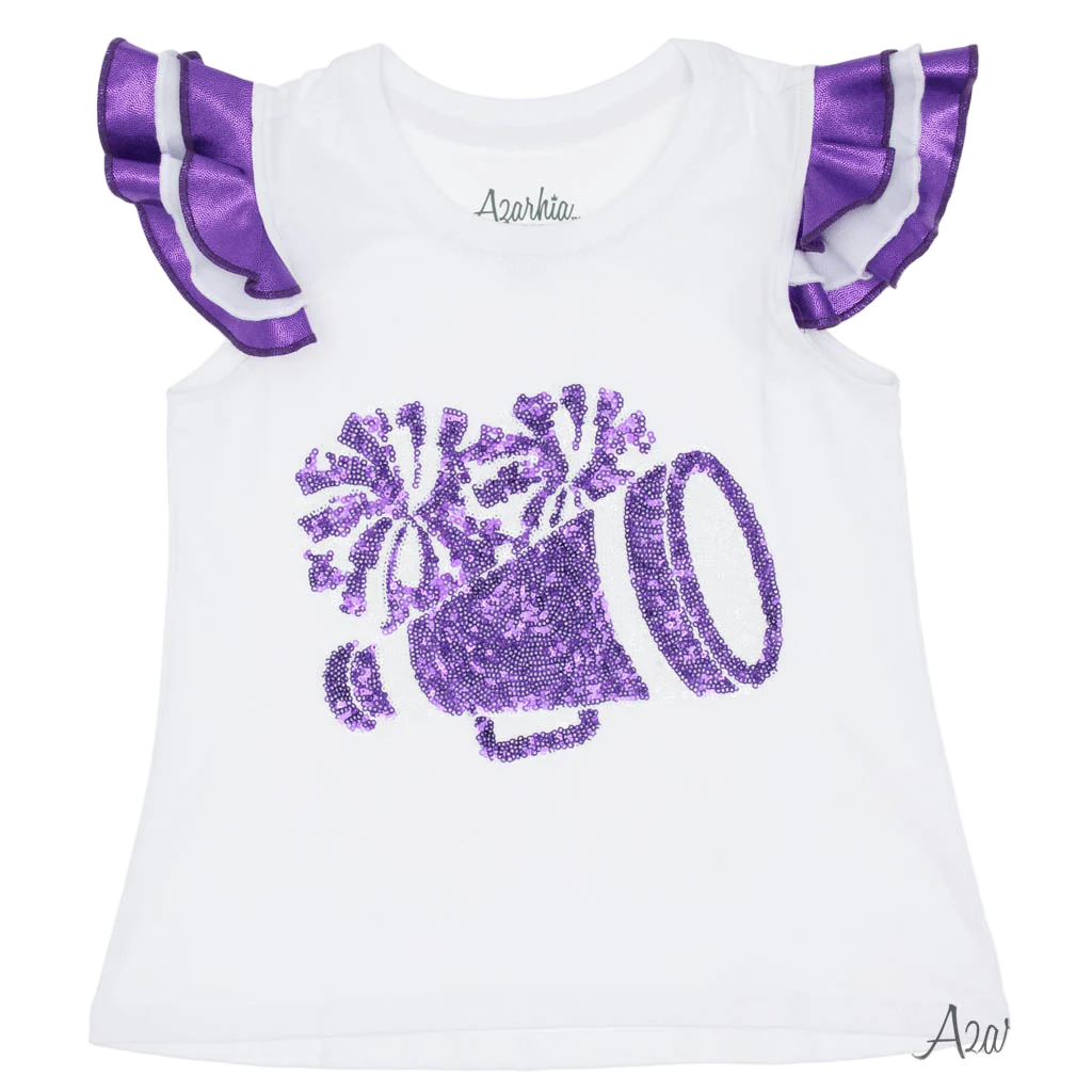 Ruffle Sequin Cheer Tee - Purple