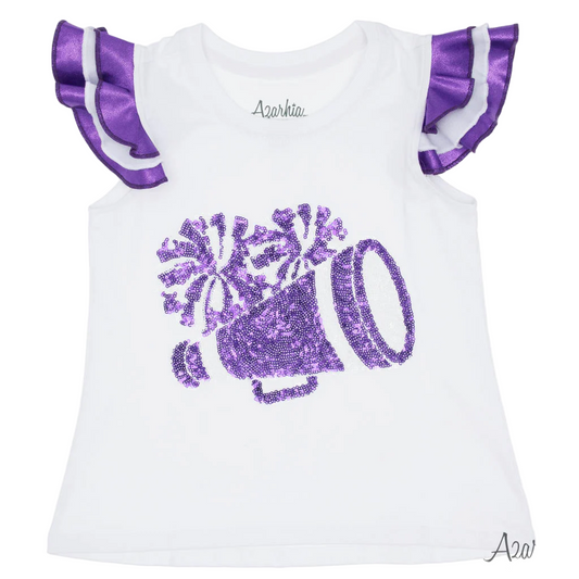 Ruffle Sequin Cheer Tee - Purple
