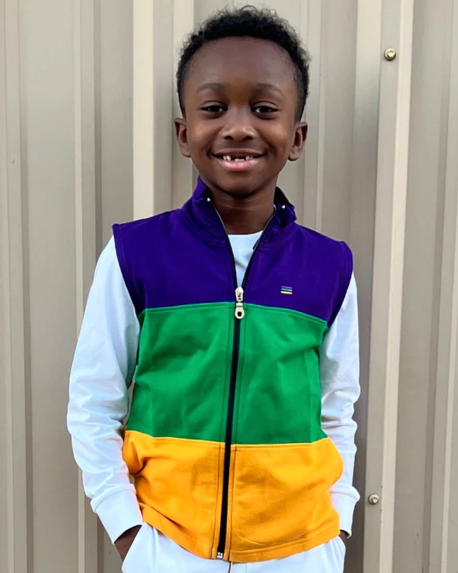 Rugby Zip Vest - Mardi Gras