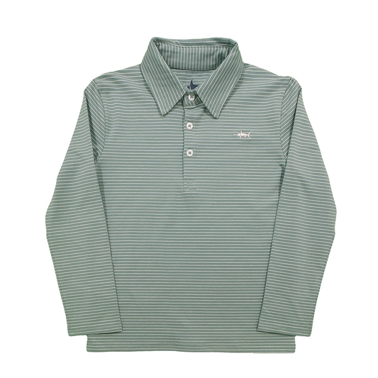 Banks LS Polo - Aqua/White Stripe