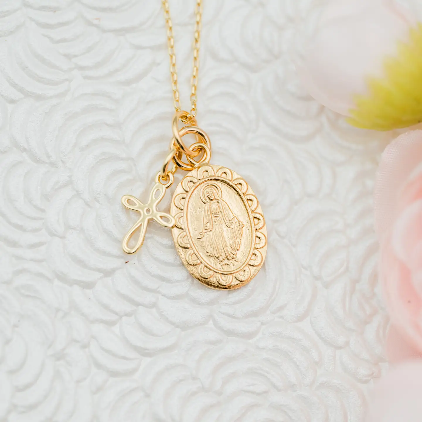 Miraculous Medal Cross Necklace