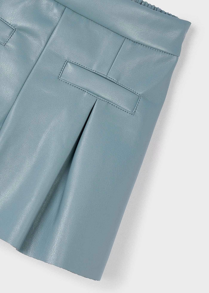 Pleat Leather Shorts - Sage