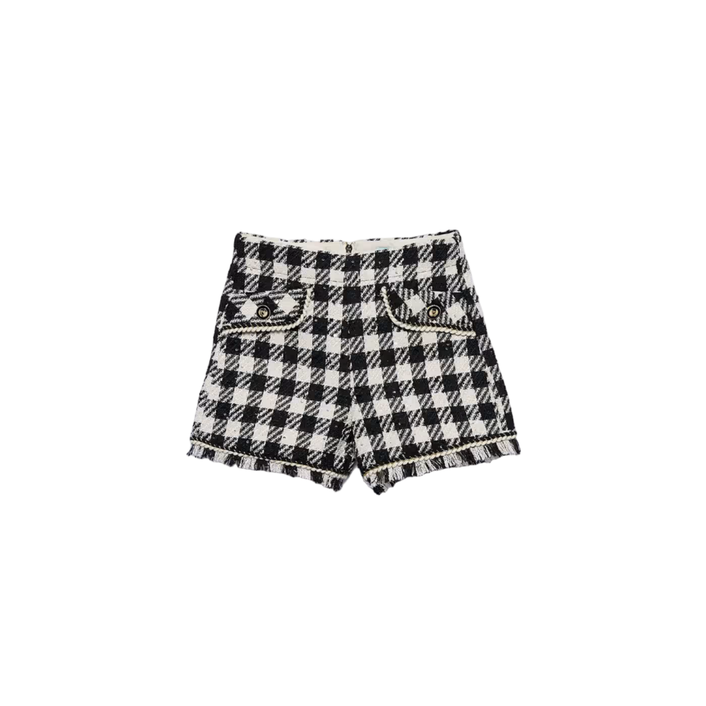 Sequin Plaid Shorts - Black