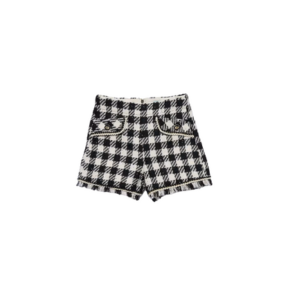 Sequin Plaid Shorts - Black