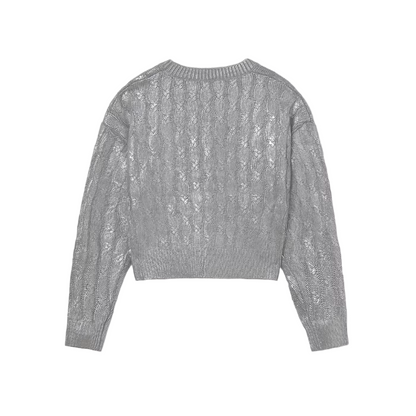 Braided Knit Sweater - Silver