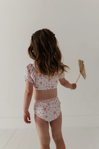 Strawberries - Puff Sleeve Swimsuit