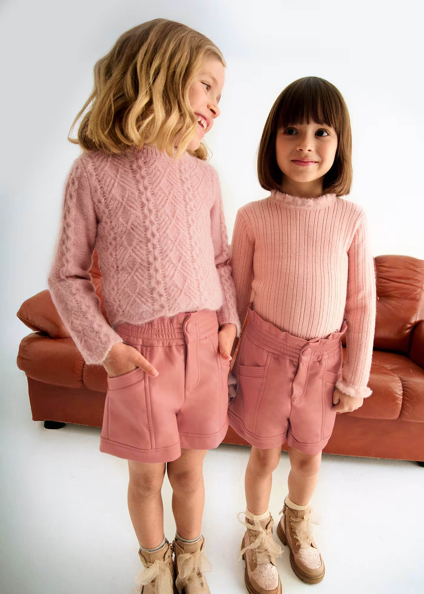Faux Leather Shorts - Rose
