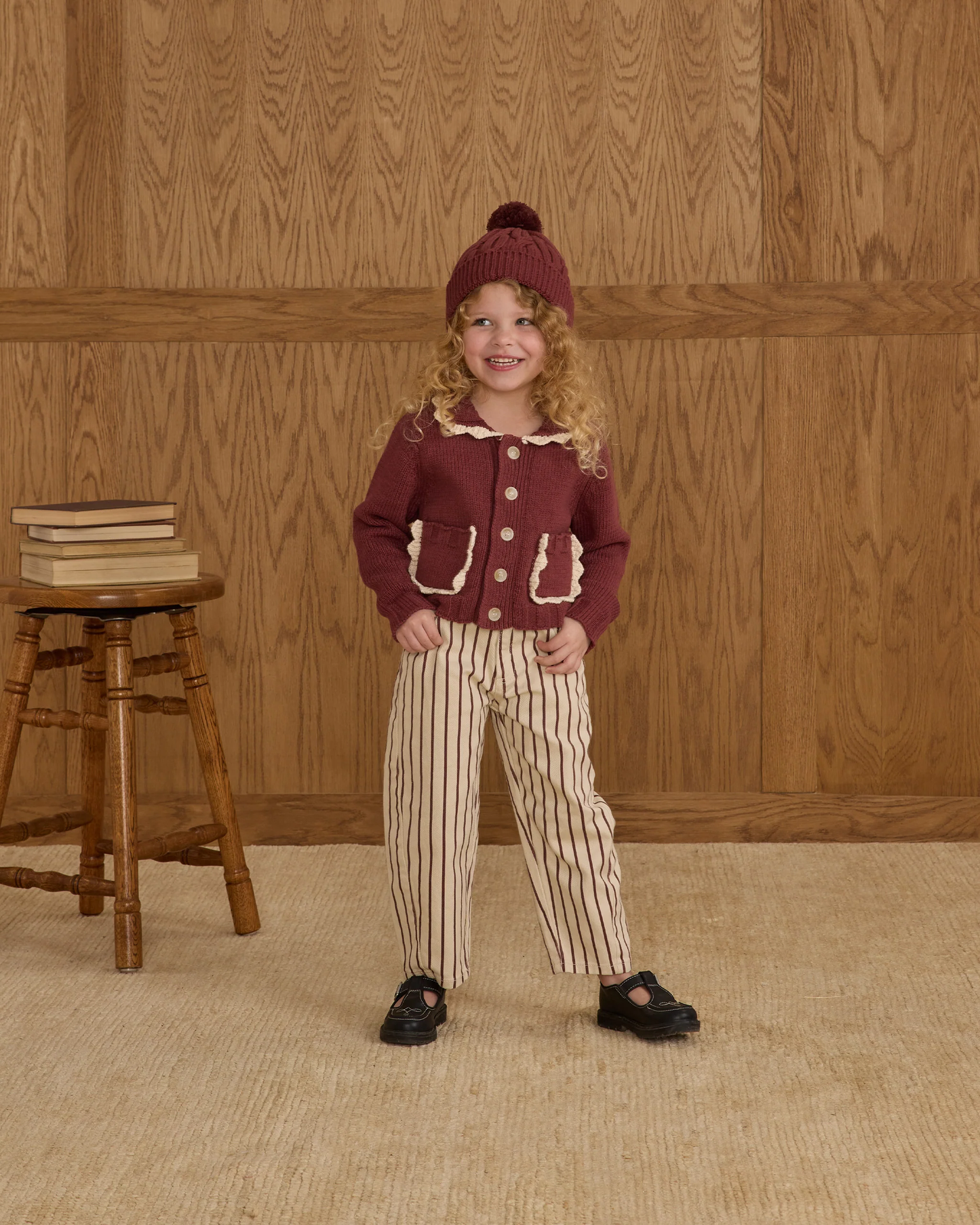 Collared Cardigan - Burgundy