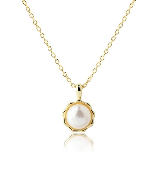 White Pearl Necklace - 14K Gold