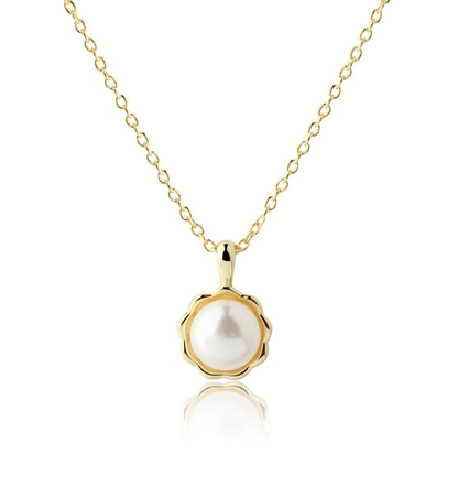 White Pearl Necklace - 14K Gold