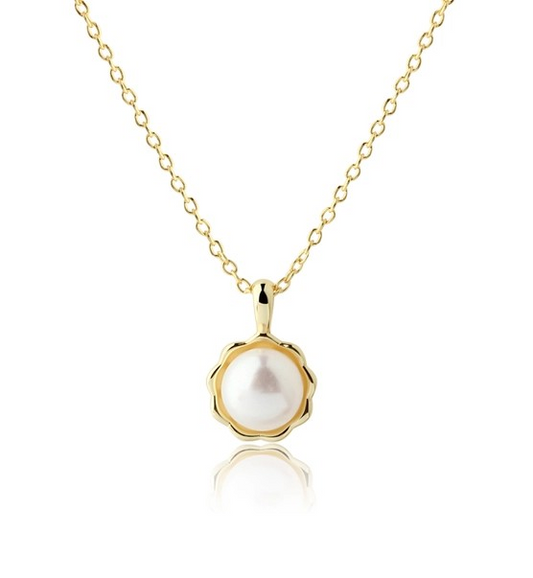 White Pearl Necklace - 14K Gold