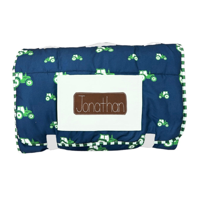 Tractors on Navy Nap Mat